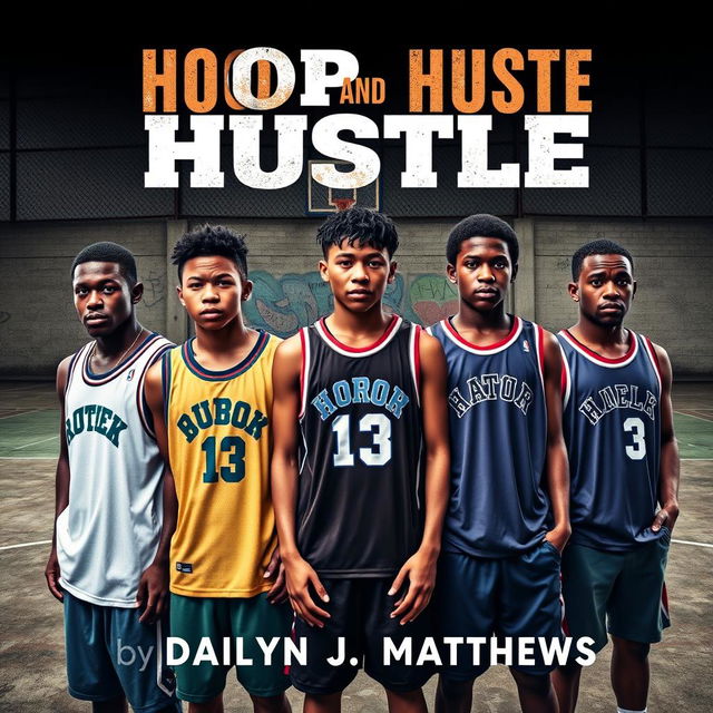 An evocative book cover for 'Hoop and Hustle' by Dailyn J