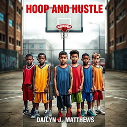 A striking book cover design for 'Hoop and Hustle' by Dailyn J