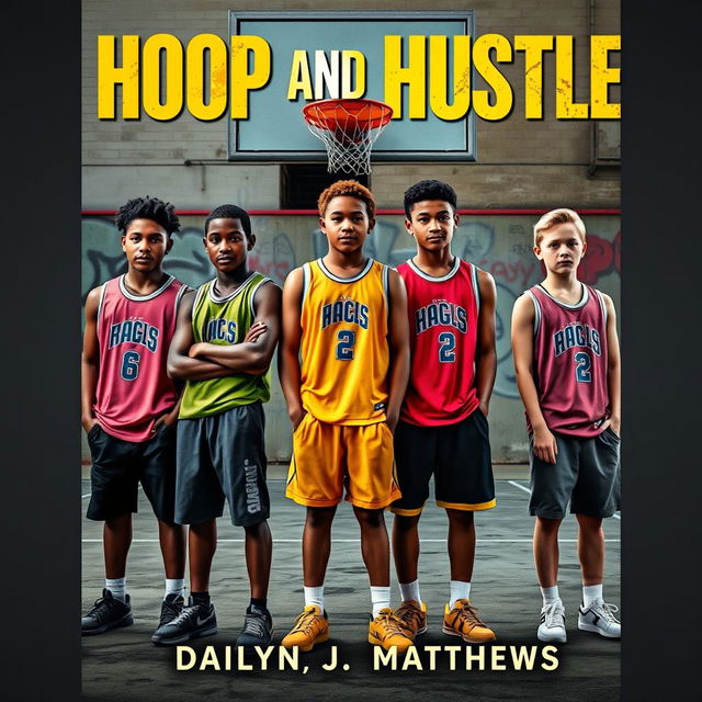 A compelling book cover design for 'Hoop and Hustle' by Dailyn J