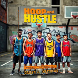 A vibrant book cover design for 'Hoop and Hustle' by Dailyn J
