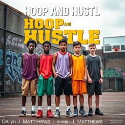 A vibrant book cover design for 'Hoop and Hustle' by Dailyn J