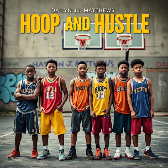 A vibrant book cover design for 'Hoop and Hustle' by Dailyn J