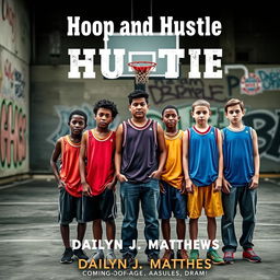 A vibrant book cover design for 'Hoop and Hustle' by Dailyn J