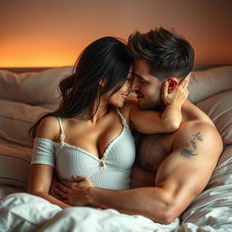 A passionate and intimate moment shared between two consenting adults, captured in a soft, romantic light