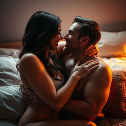 A passionate and intimate moment shared between two consenting adults, captured in a soft, romantic light