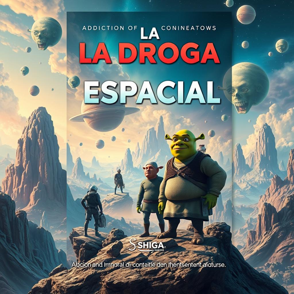 Create a book cover for a novel titled 'La Droga Espacial'