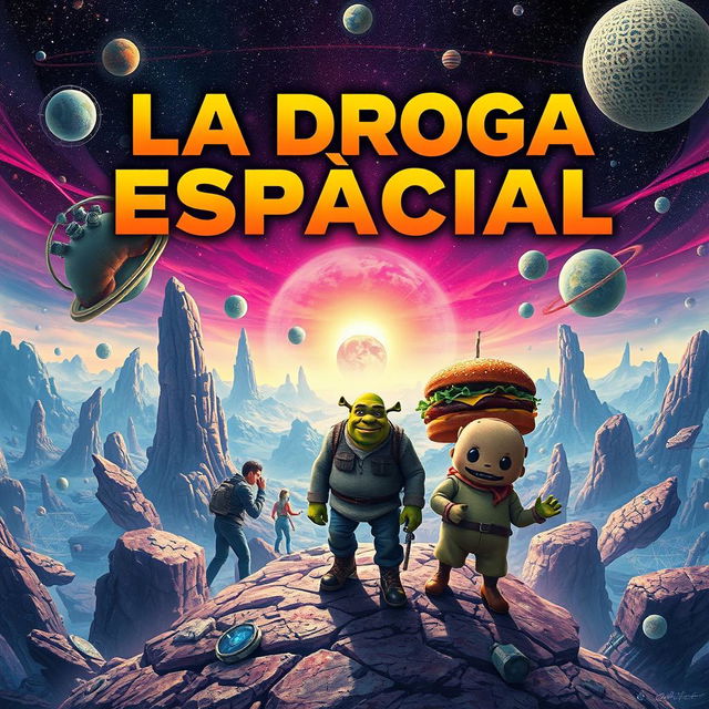 Create a book cover for a novel titled 'La Droga Espacial'