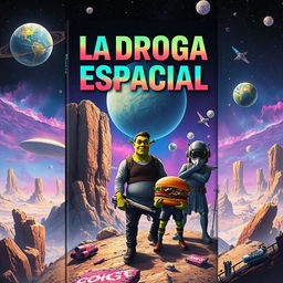 Create a book cover for a novel titled 'La Droga Espacial'