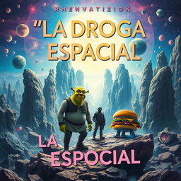 Create a book cover for a novel titled 'La Droga Espacial'
