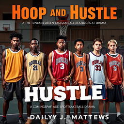 A powerful and visually striking book cover for 'Hoop and Hustle' by Dailyn J