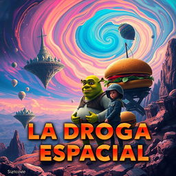 Create a book cover for a novel titled 'La Droga Espacial'