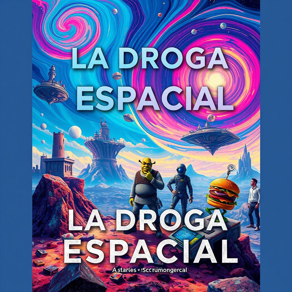 Create a book cover for a novel titled 'La Droga Espacial'