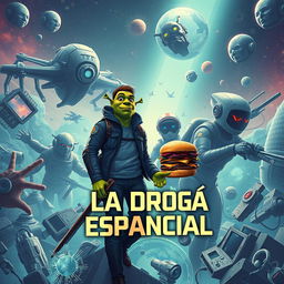 Design a striking book cover for 'La Droga Espacial'