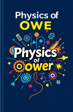 A visually engaging book cover for a physics lesson on power, featuring a dynamic design that symbolizes energy and power concepts