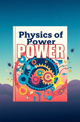 A visually engaging book cover for a physics lesson on power, featuring a dynamic design that symbolizes energy and power concepts