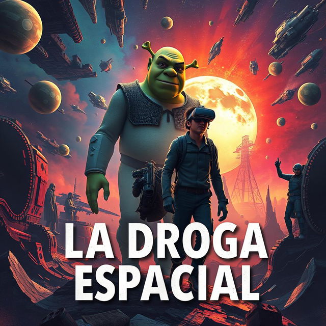 Create an intriguing book cover for 'La Droga Espacial'