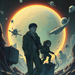 A captivating sci-fi illustration set in the year 3102 in a universe where technology infiltrates every corner of existence