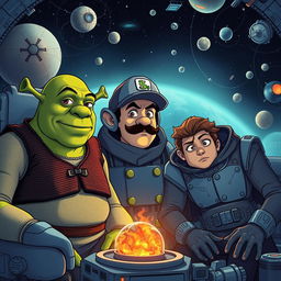 A compelling sci-fi scene set in the year 3102, showcasing a universe where technology dominates every facet of existence