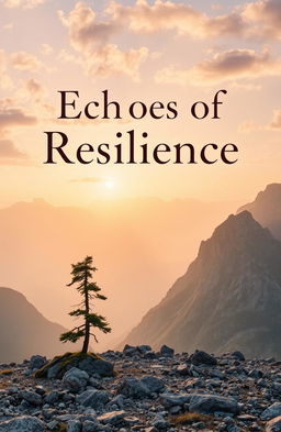 A serene yet powerful landscape depicting resilience, featuring a vast mountain range with a sunrise illuminating the peaks, symbolizing hope and strength
