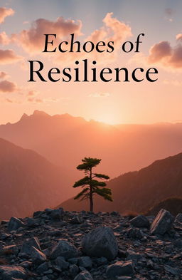A serene yet powerful landscape depicting resilience, featuring a vast mountain range with a sunrise illuminating the peaks, symbolizing hope and strength