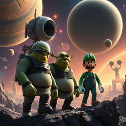 A visually striking sci-fi scene set in the year 3102, depicting a universe deeply influenced by advanced technology