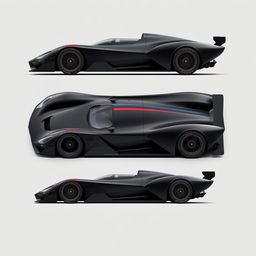 A modern racing car design inspired by vintage Jaguar Le Mans cars, Ferrari race and sports cars, and Maserati supercars