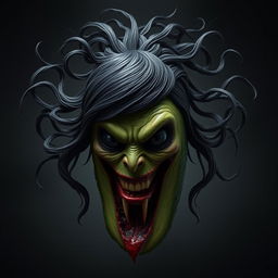 An evil, realistic feminine avocado with a sinister appearance