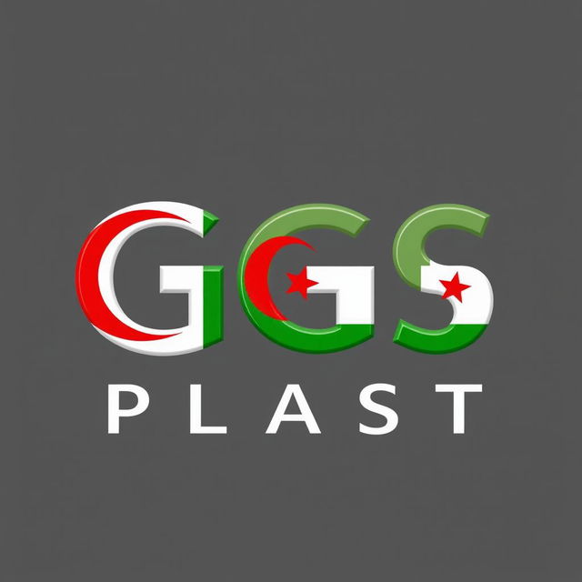 A beautifully designed logo for a company named 'GG PLAST', intricately embellished with the flag of Algeria integrated into the design