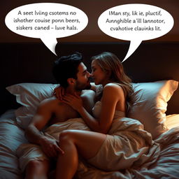 A couple in a private, intimate moment in bed, expressing their deep connection and passion for each other