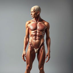 A striking and artistic depiction of a large, anatomical representation of a human male form, focusing on the natural beauty and intricacies of human anatomy