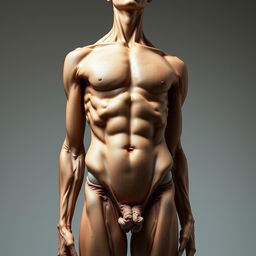 A striking and artistic depiction of a large, anatomical representation of a human male form, focusing on the natural beauty and intricacies of human anatomy