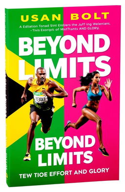 A biographical book cover featuring Usain Bolt and Mireya Luis on a vibrant background that incorporates their flags