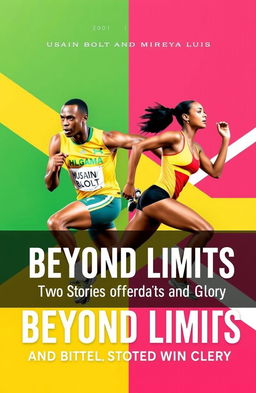 A biographical book cover featuring Usain Bolt and Mireya Luis on a vibrant background that incorporates their flags
