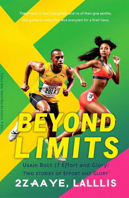 A biographical book cover featuring Usain Bolt and Mireya Luis on a vibrant background that incorporates their flags