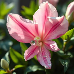 A close-up artistic depiction of a flower, meticulously designed to evoke the shape and form reminiscent of a vagina, with delicate petals in soft pink and white hues