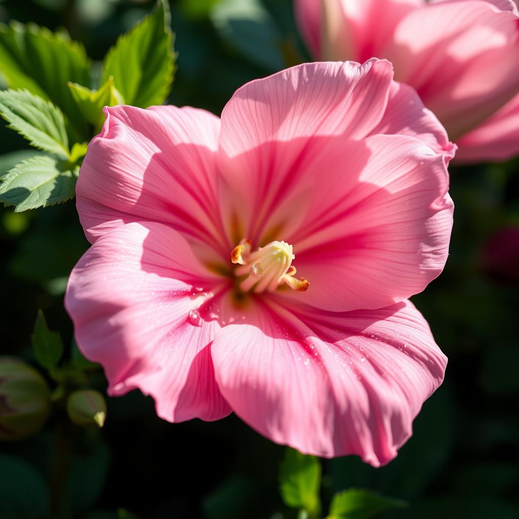 A close-up artistic depiction of a flower, meticulously designed to evoke the shape and form reminiscent of a vagina, with delicate petals in soft pink and white hues