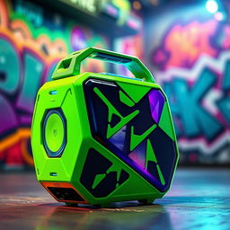 A unique and futuristic portable speaker with an eye-catching asymmetric design