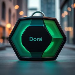 A stylish and modern portable speaker shaped like a hexagon, named 'Dora'