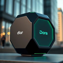 A stylish and modern portable speaker shaped like a hexagon, named 'Dora'