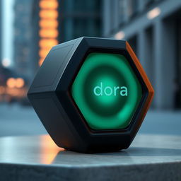 A stylish and modern portable speaker shaped like a hexagon, named 'Dora'