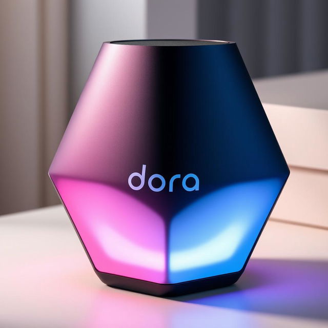 A sleek and modern hexagonal speaker named 'Dora'