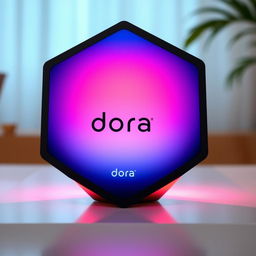 A sleek and modern hexagonal speaker named 'Dora'