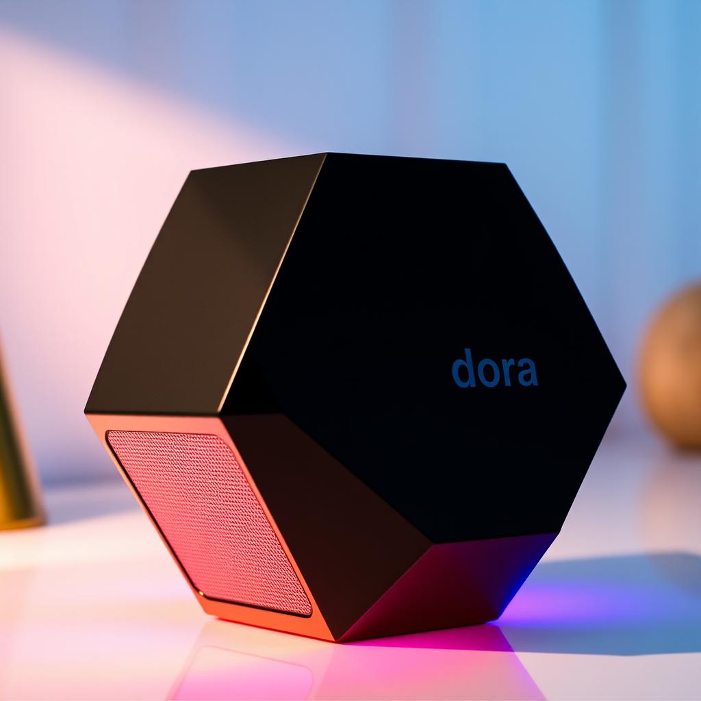 A stylish and modern hexagonal speaker named 'Dora'