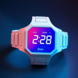 A modern and high-tech digital wristwatch named 'Dora'