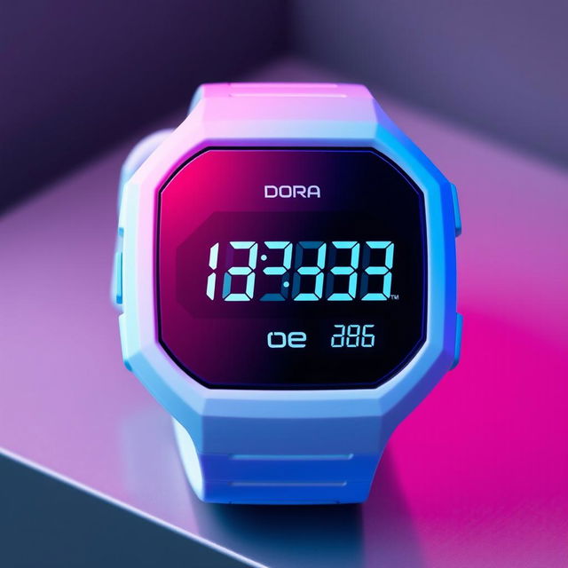 A modern and high-tech digital wristwatch named 'Dora'