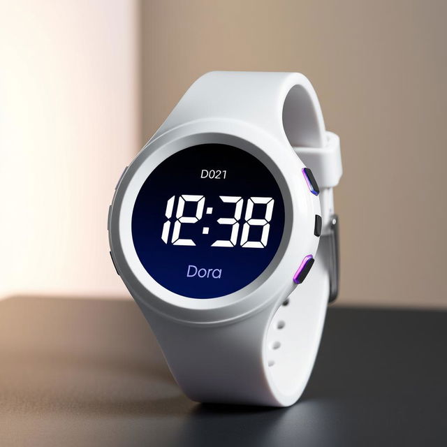 A modern and high-tech digital wristwatch named 'Dora'