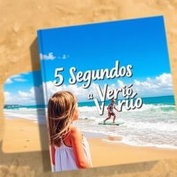 A visually appealing book cover for '5 Segundos para o Verão', featuring a sunny beach scene in the background