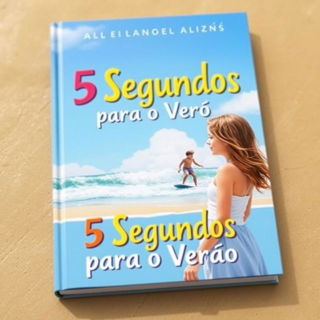 A visually appealing book cover for '5 Segundos para o Verão', featuring a sunny beach scene in the background