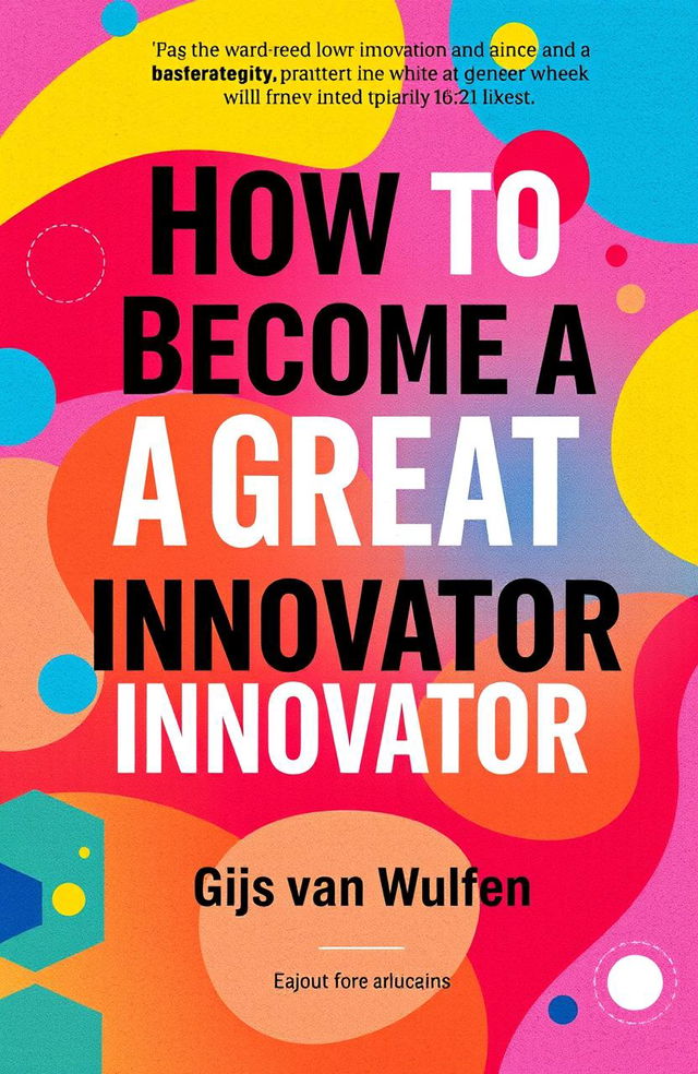 A vibrant and eye-catching book cover for 'How to Become a Great Innovator' by Gijs van Wulfen