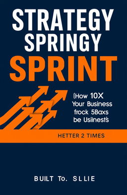 A modern book cover design for 'Strategy Sprint: How to 10X Your Business in Just 5 Days', featuring a bold and premium aesthetic